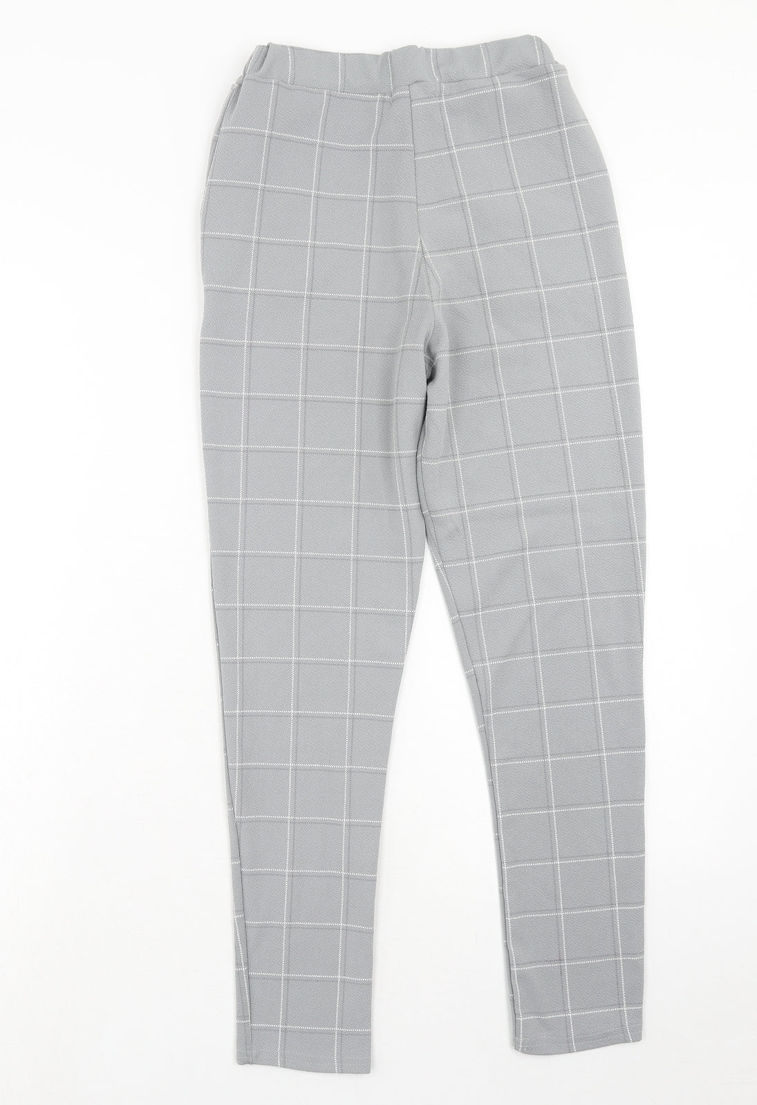 PRETTYLITTLETHING Womens Grey Check Polyester Carrot Trousers Size 10 Regular