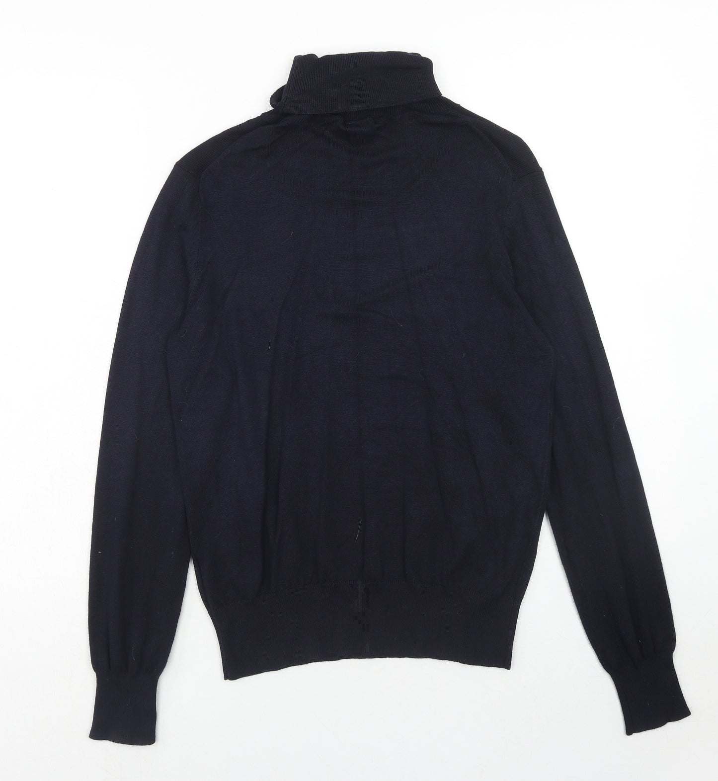 H&M Mens Blue Roll Neck Viscose Pullover Jumper Size S Long Sleeve