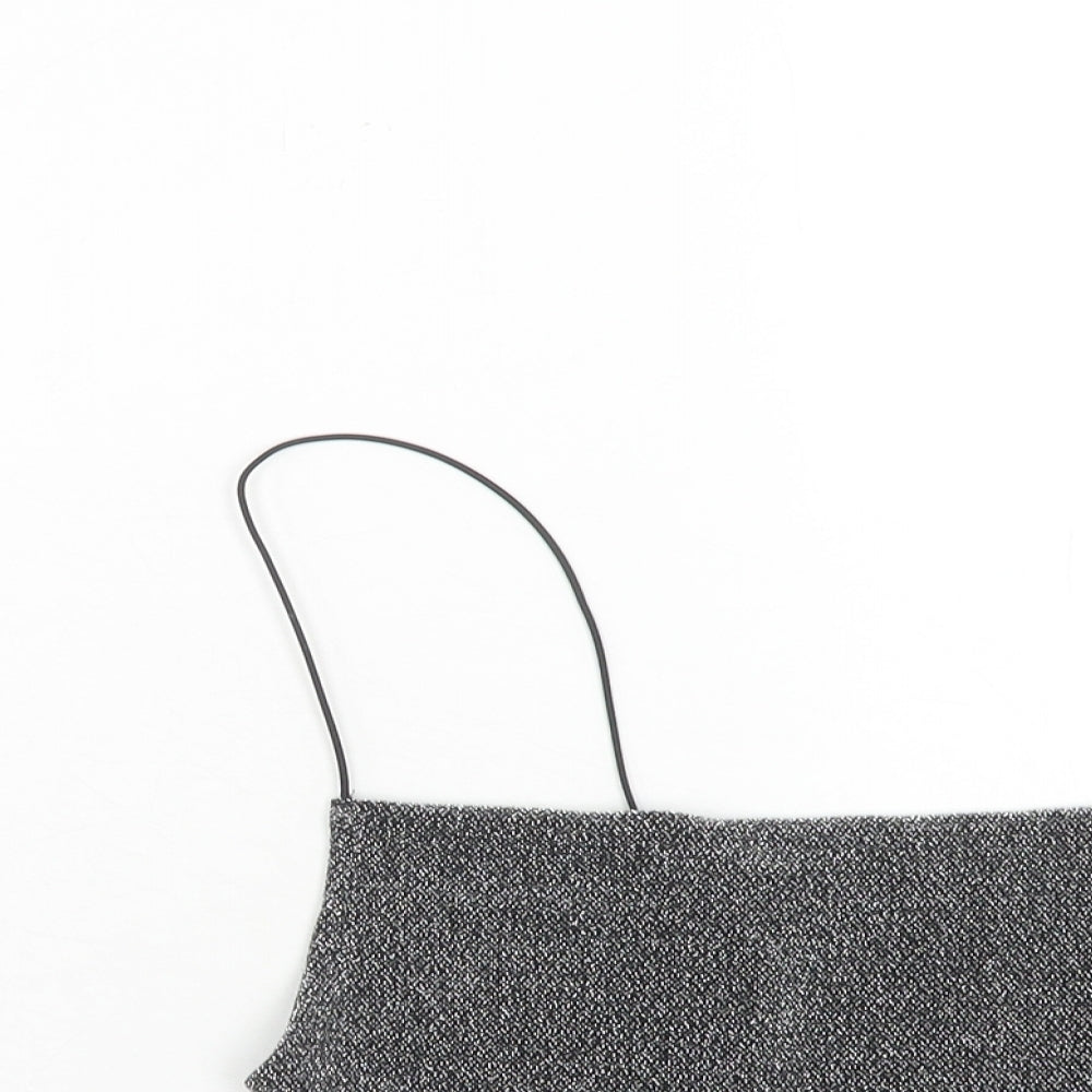 H&M Womens Black Polyamide Cropped Tank Size M Square Neck