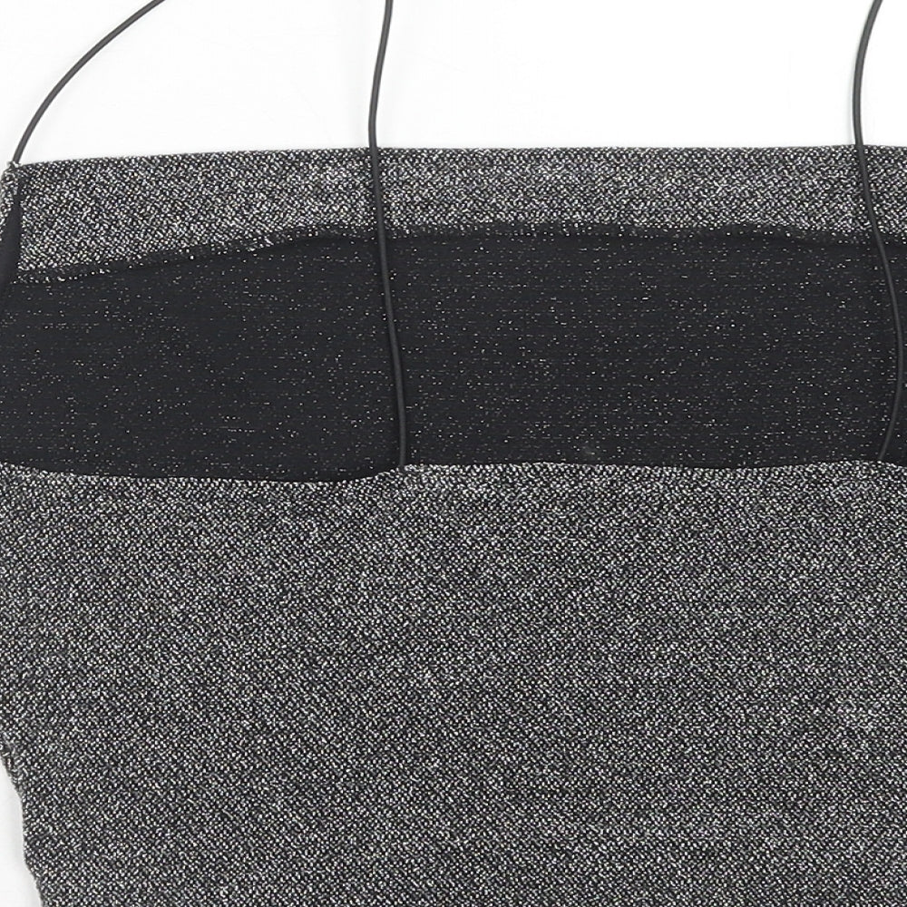 H&M Womens Black Polyamide Cropped Tank Size M Square Neck