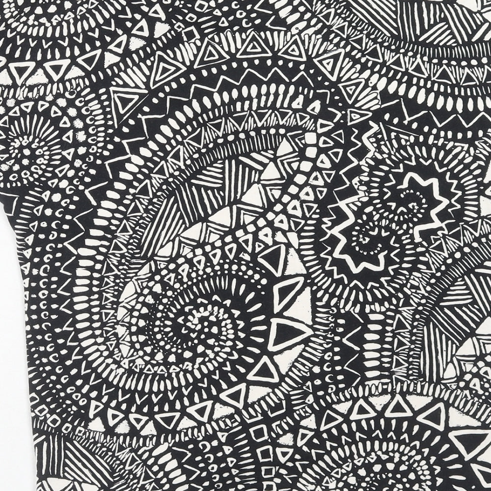 Wallis Womens Black Geometric Viscose Basic Blouse Size 12 V-Neck