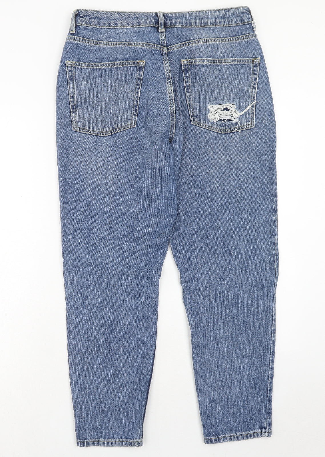 Topshop Womens Blue Cotton Straight Jeans Size 32 in L30 in Regular Zip
