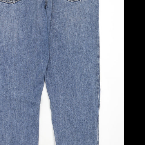 Topshop Womens Blue Cotton Straight Jeans Size 32 in L30 in Regular Zip