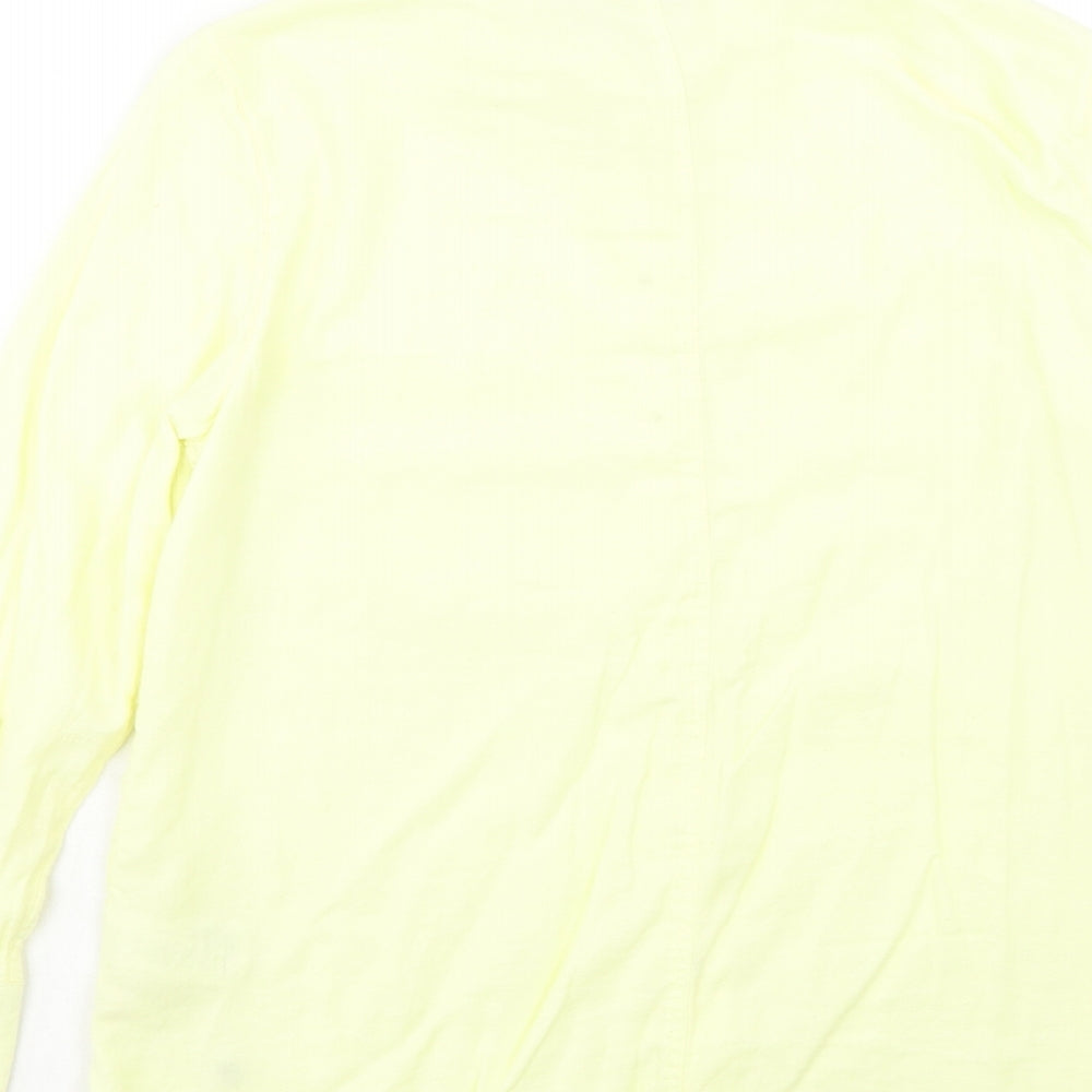 Warehouse Womens Yellow Cotton Basic Button-Up Size 10 Collared