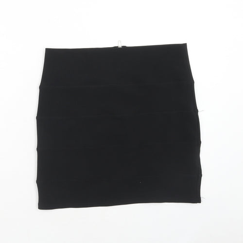 Preworn Womens Black Polyester Bandage Skirt Size 14 Zip