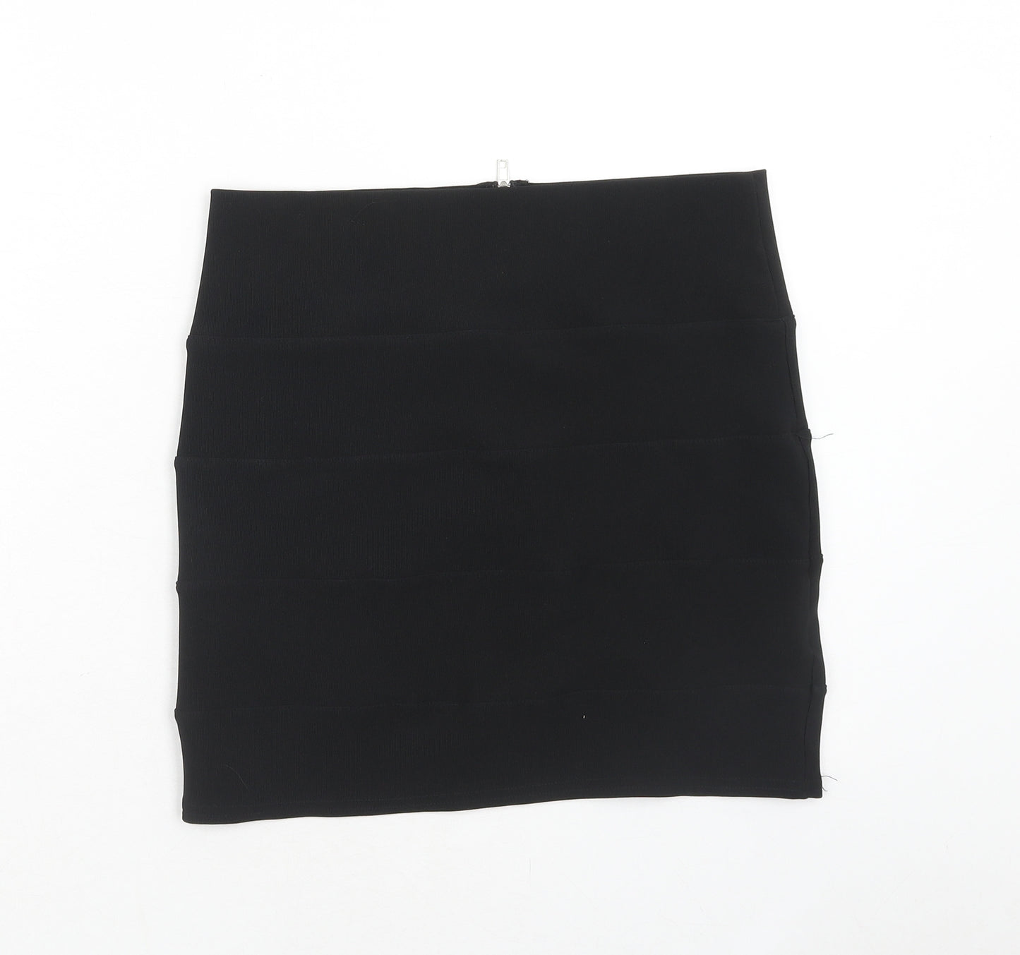 Preworn Womens Black Polyester Bandage Skirt Size 14 Zip