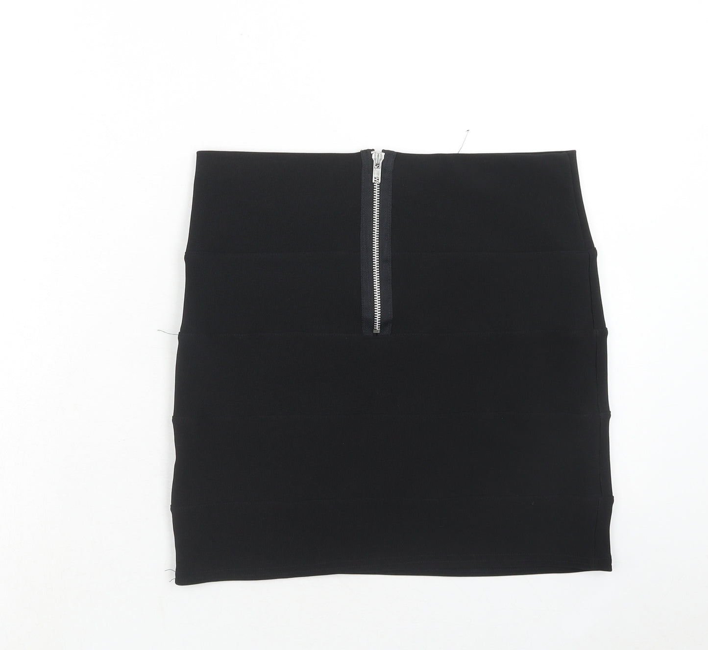 Preworn Womens Black Polyester Bandage Skirt Size 14 Zip