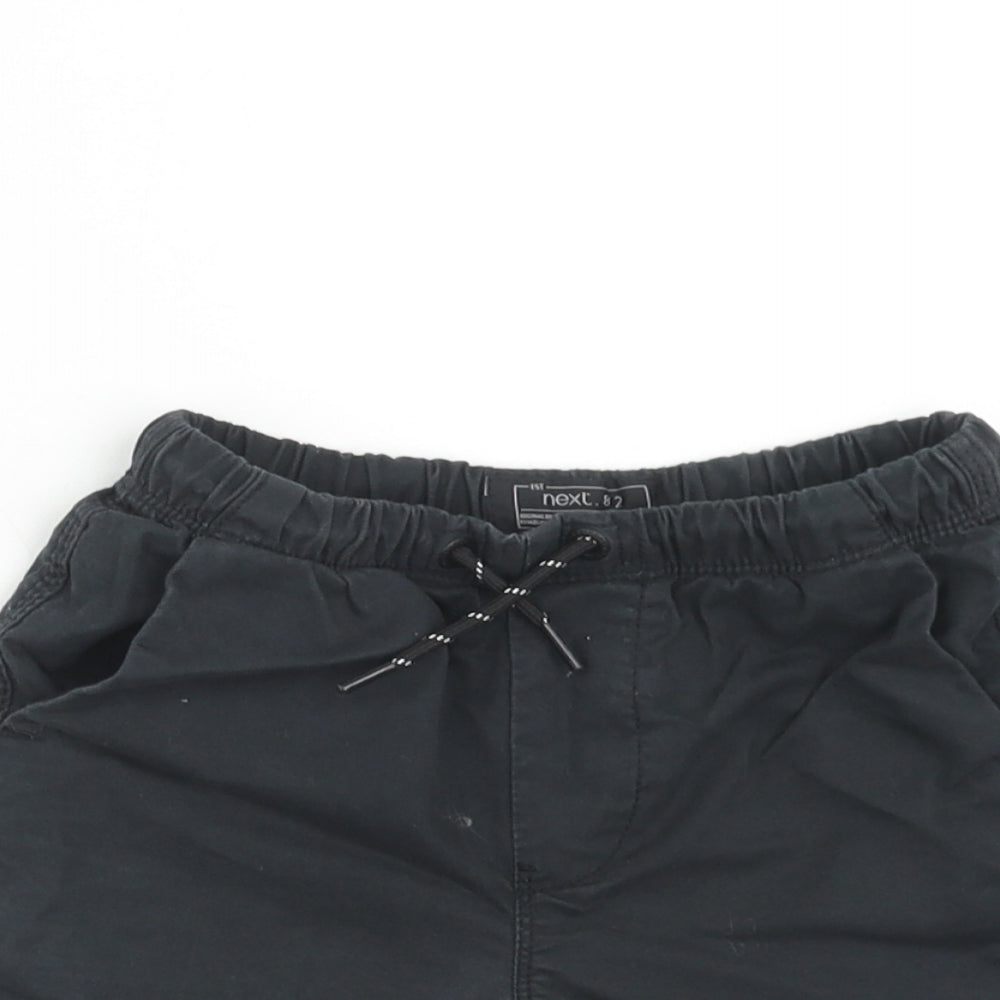 NEXT Boys Black Cotton Bermuda Shorts Size 6 Years Regular Drawstring