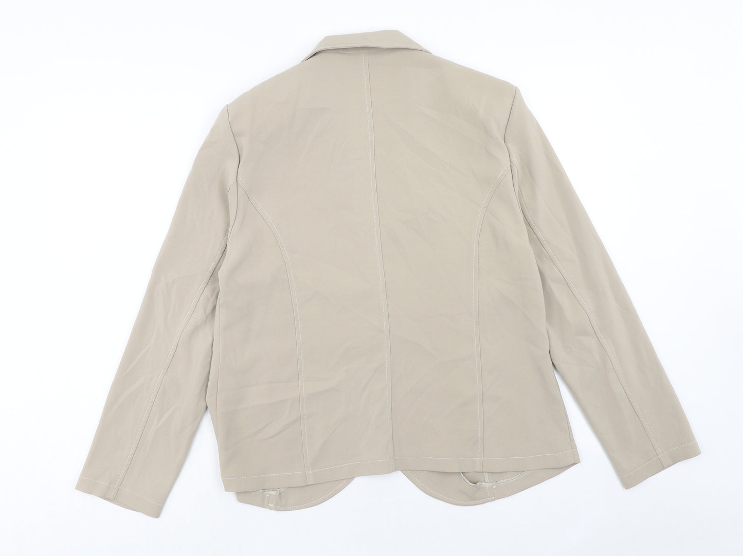 Afibel Womens Beige Polyester Jacket Blazer Size 14