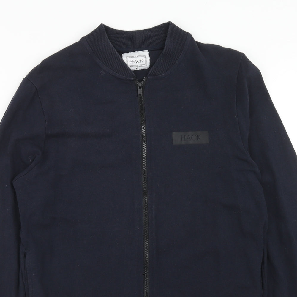 Hack Mens Blue Cotton Full Zip Sweatshirt Size M