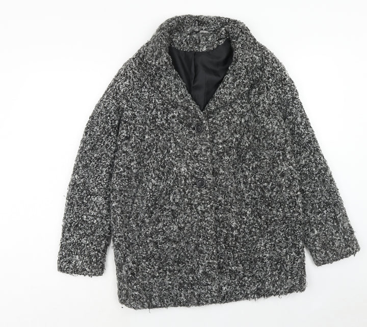 H&M Womens Black Geometric Jacket Size 10 Button