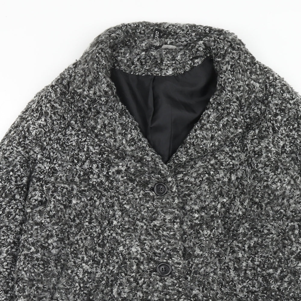 H&M Womens Black Geometric Jacket Size 10 Button