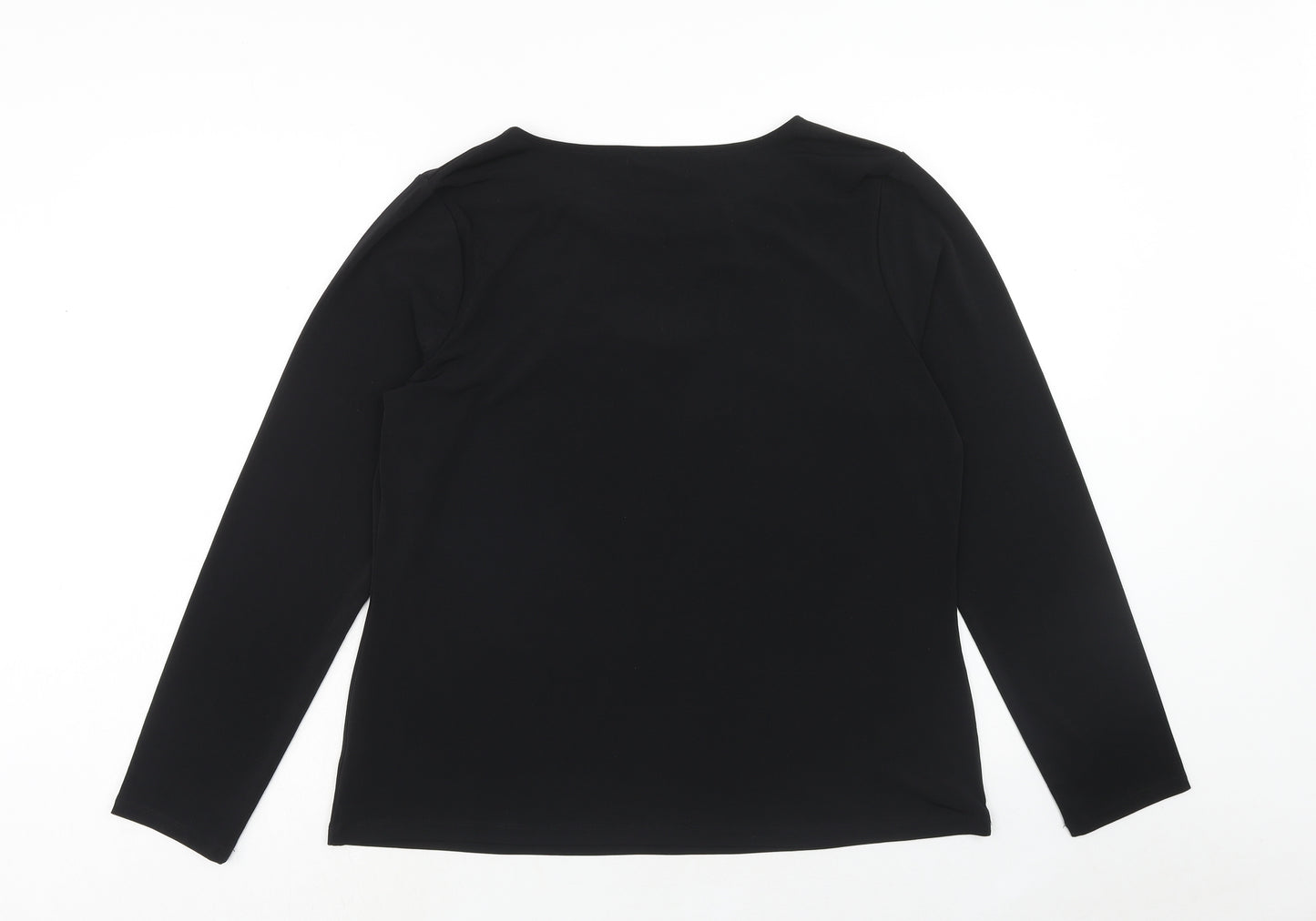 Liz Calborne Womens Black Polyester Basic Blouse Size XL Boat Neck - Embellished Neckline