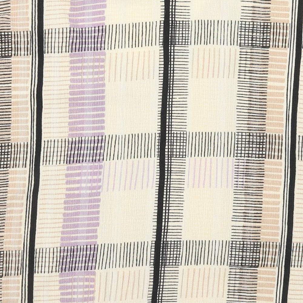 Marks and Spencer Womens Multicoloured Plaid Polyester Basic T-Shirt Size 8 V-Neck