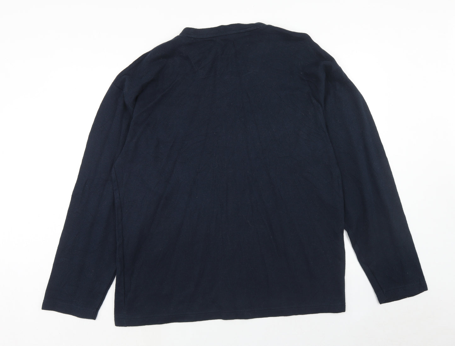 Unity Mens Blue V-Neck Cotton Pullover Jumper Size M Long Sleeve