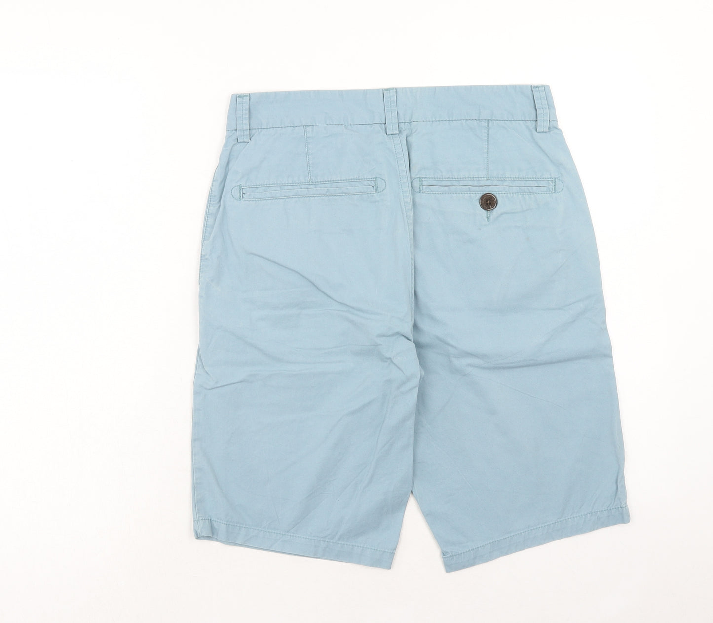 NEXT Mens Blue Cotton Chino Shorts Size 28 in Regular Zip