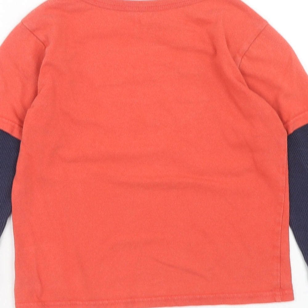 Gap Boys Orange Cotton Pullover T-Shirt Size 5 Years Round Neck Pullover - Sabertooth Tiger