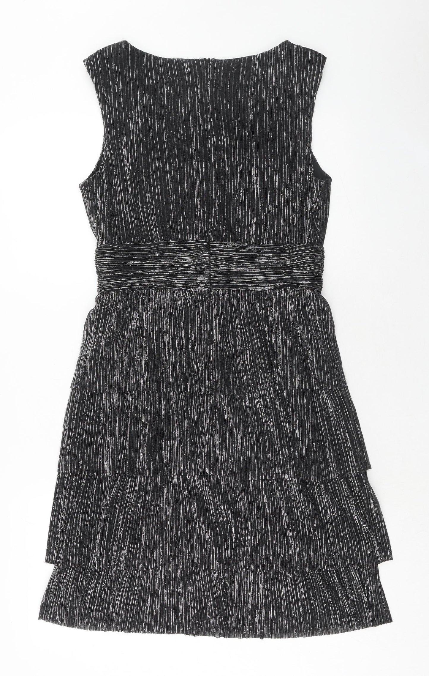 Connected Womens Black Polyester A-Line Size 8 Round Neck Zip