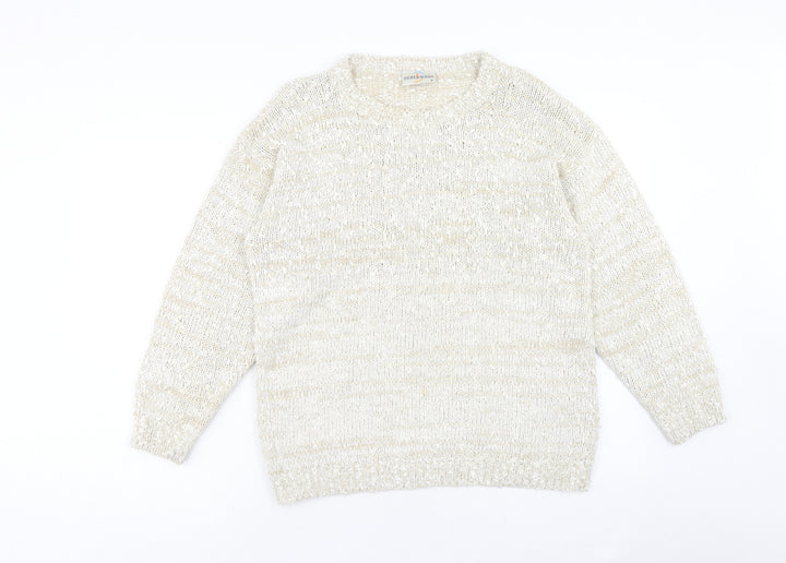 Debenhams Womens Beige Round Neck Acrylic Pullover Jumper Size M