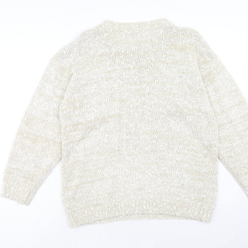 Debenhams Womens Beige Round Neck Acrylic Pullover Jumper Size M