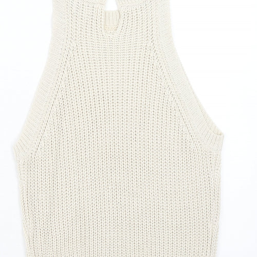 Apricot Womens Beige Acrylic Basic Tank Size 12 Boat Neck