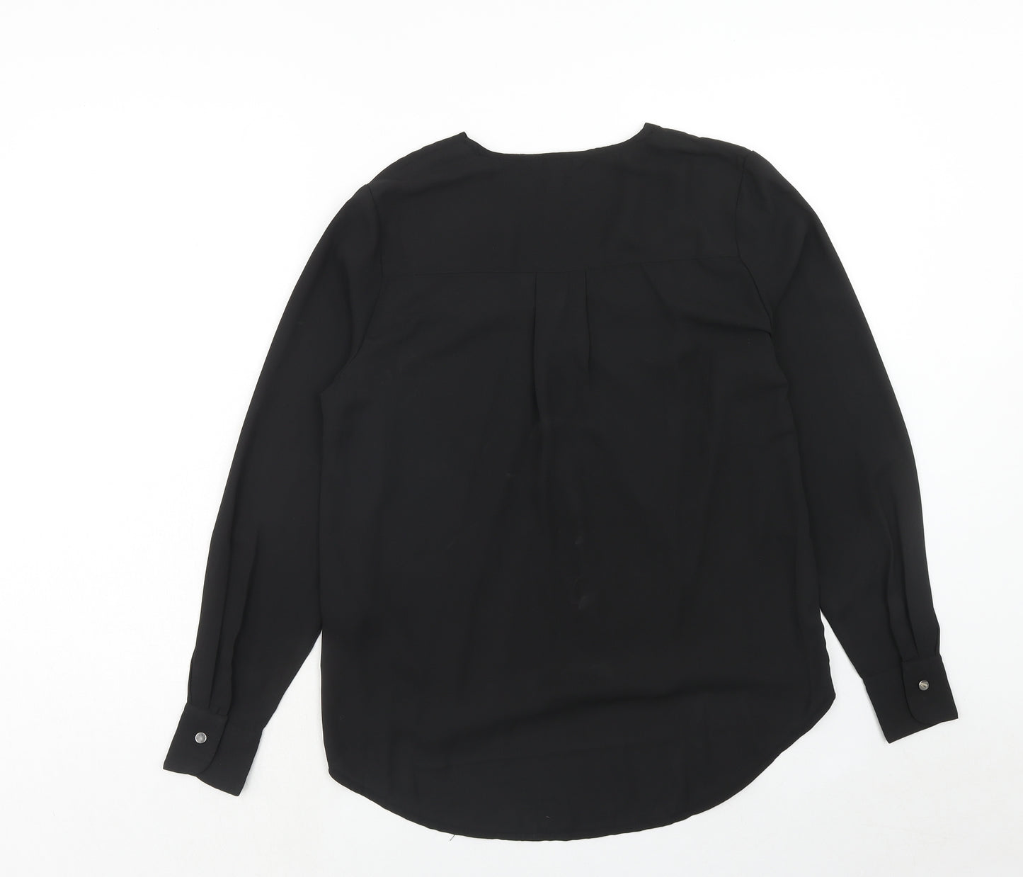 New Look Womens Black Polyester Basic Blouse Size 10 V-Neck