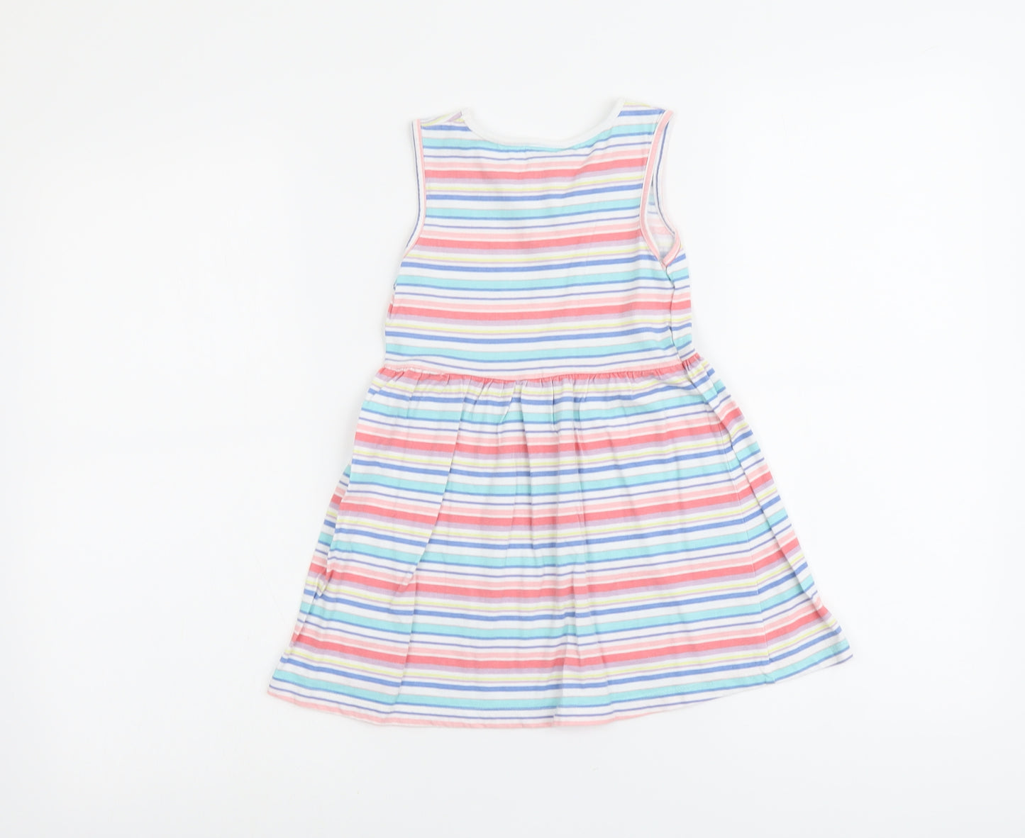 E-vie Girls Multicoloured Striped Cotton Tank Dress Size 3-4 Years Round Neck Pullover