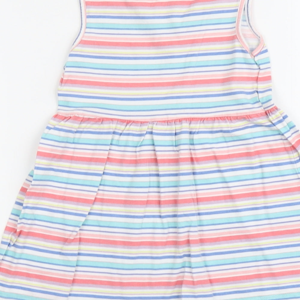E-vie Girls Multicoloured Striped Cotton Tank Dress Size 3-4 Years Round Neck Pullover