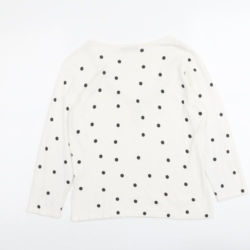 Precis Womens White V-Neck Polka Dot Viscose Pullover Jumper Size S