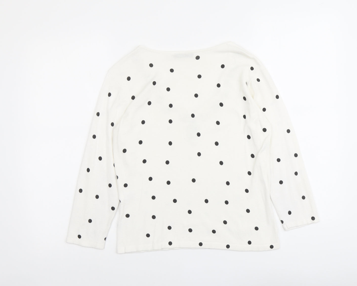 Precis Womens White V-Neck Polka Dot Viscose Pullover Jumper Size S