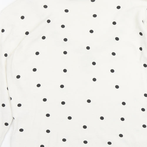 Precis Womens White V-Neck Polka Dot Viscose Pullover Jumper Size S