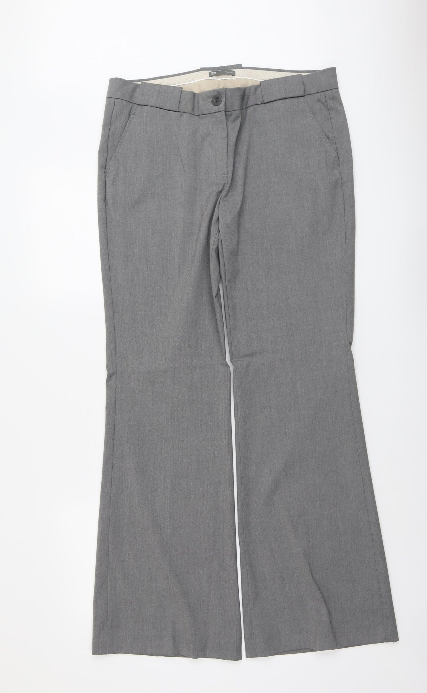 Gap Womens Grey Polyester Trousers Size 14 L31 in Regular Button