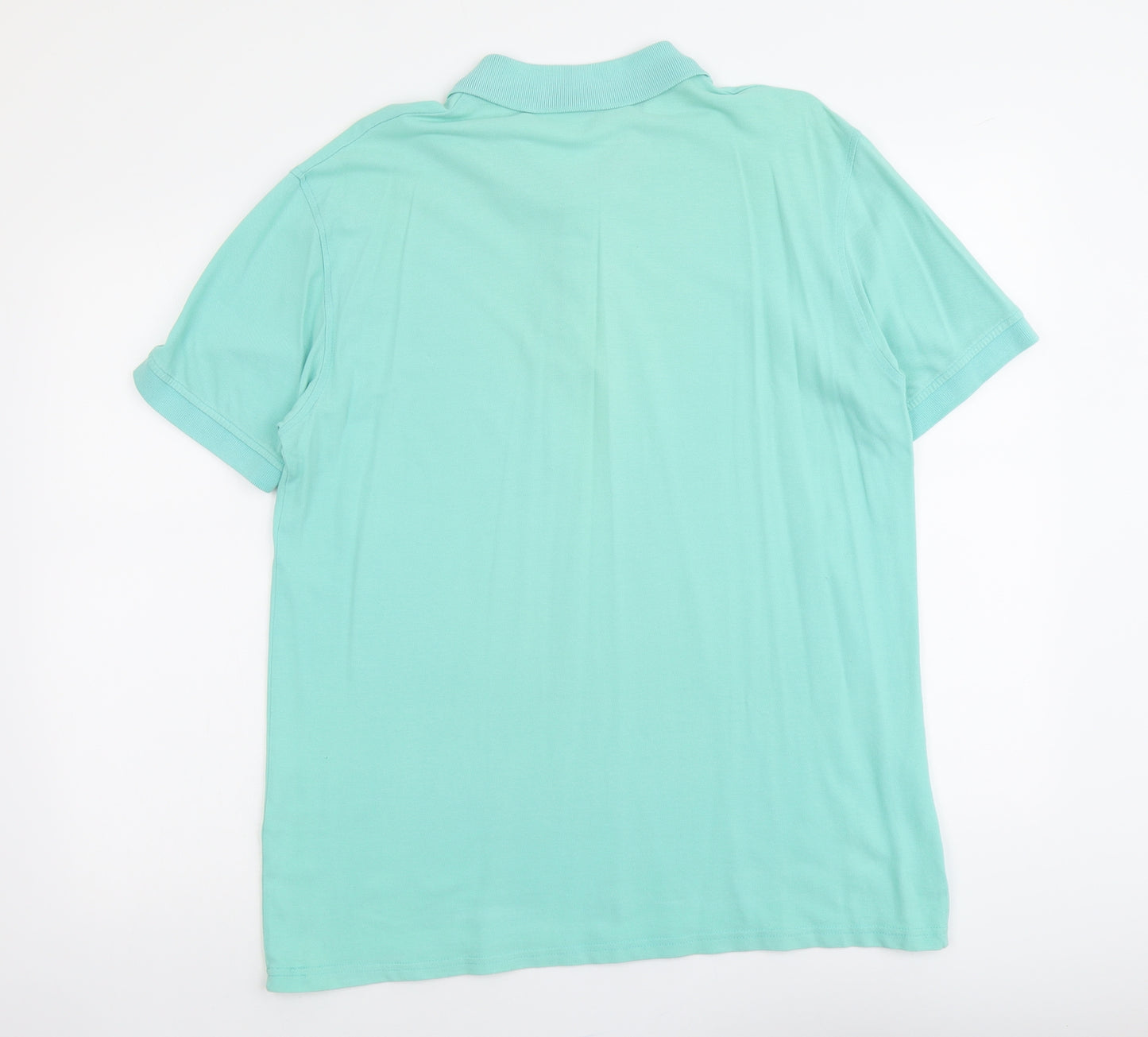 George Mens Green Cotton Polo Size L Collared Button