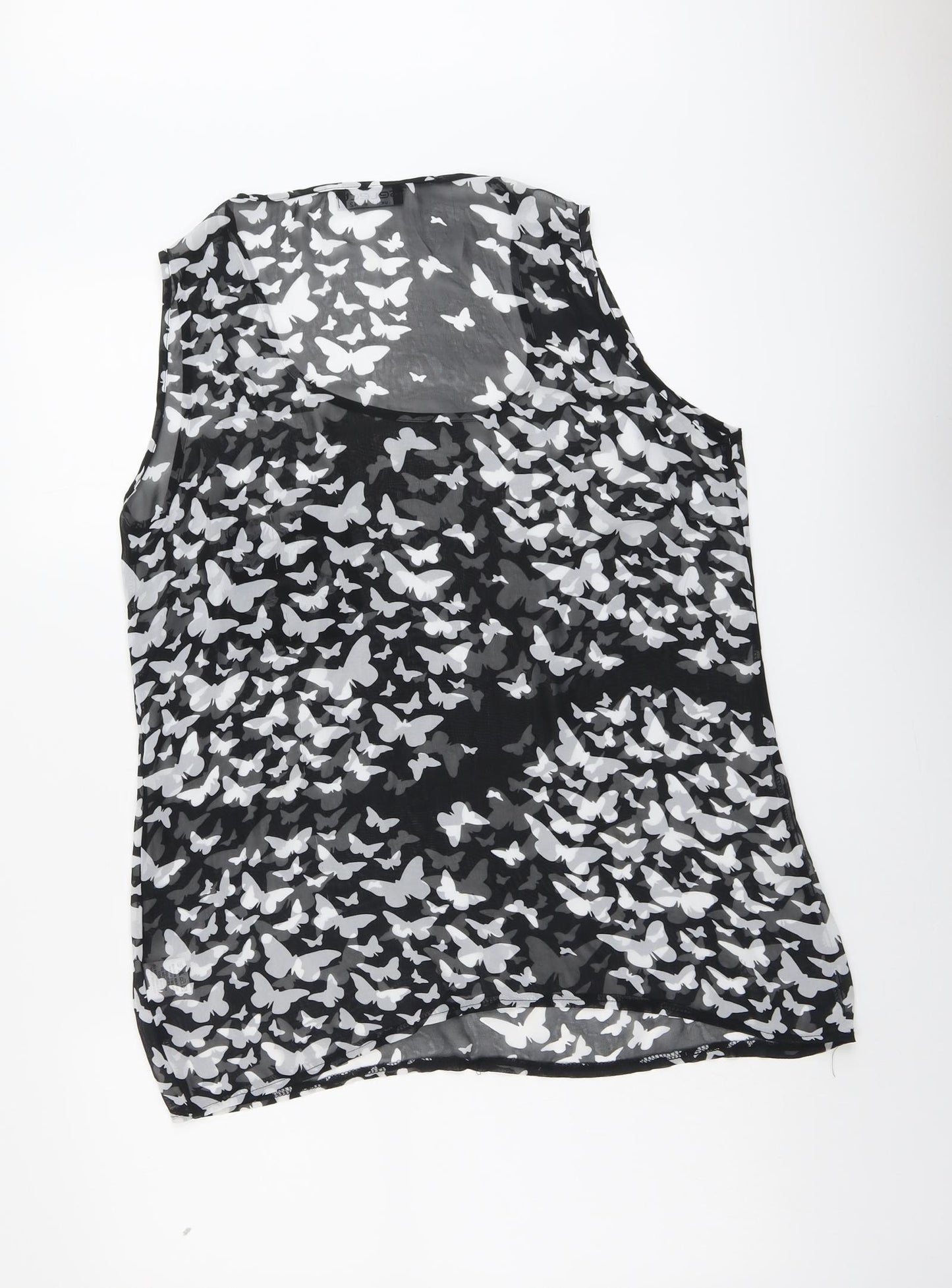 Select Womens Black Polyester Basic Tank Size 14 Scoop Neck - Butterfly Pattern