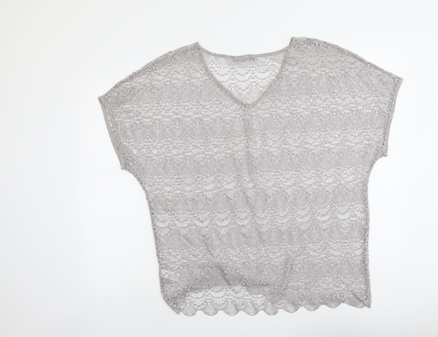 Geroge Womens Grey Polyester Basic T-Shirt Size 18 V-Neck