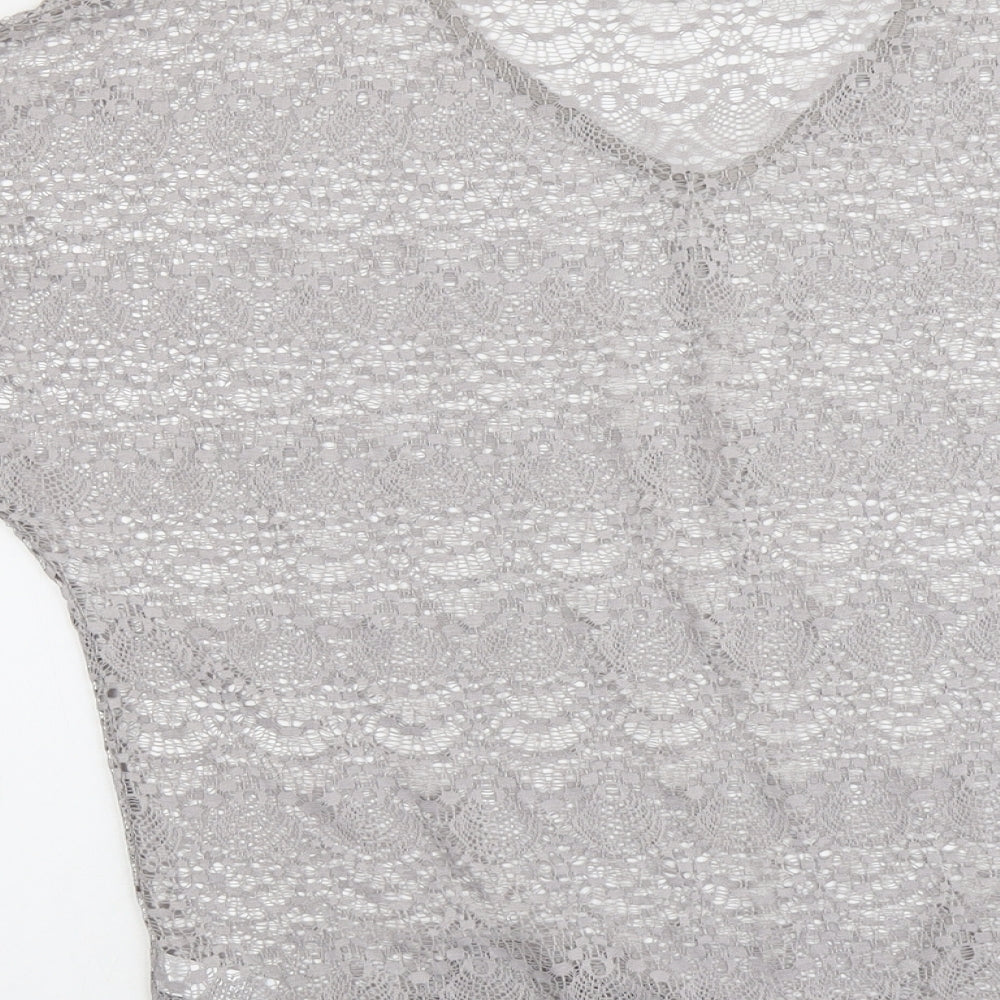 Geroge Womens Grey Polyester Basic T-Shirt Size 18 V-Neck