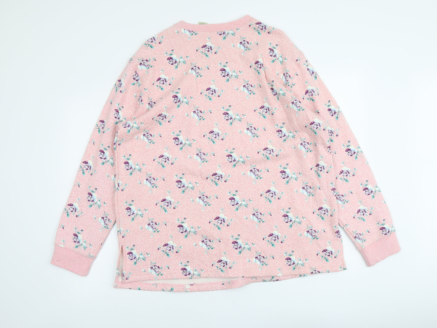 Classic Elements Womens Pink Floral Cotton Pullover Sweatshirt Size 16 Pullover