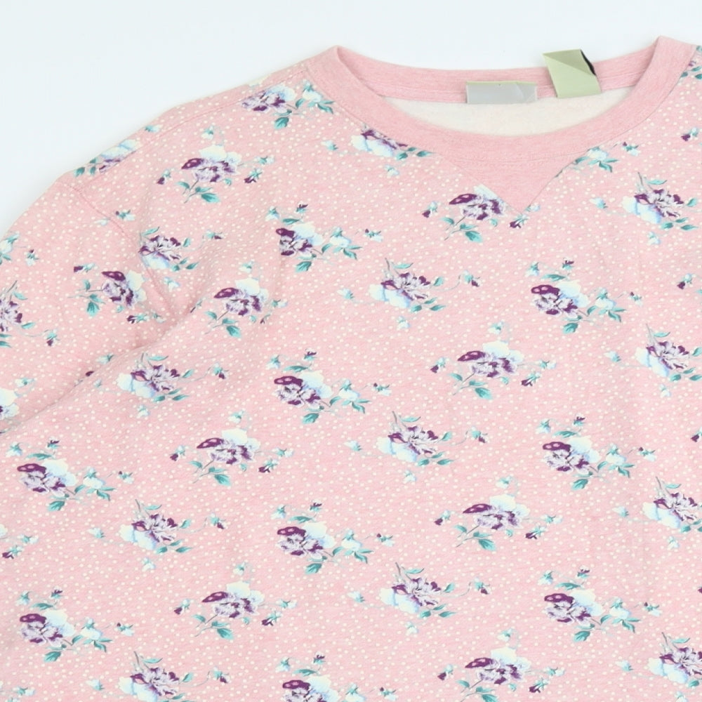 Classic Elements Womens Pink Floral Cotton Pullover Sweatshirt Size 16 Pullover