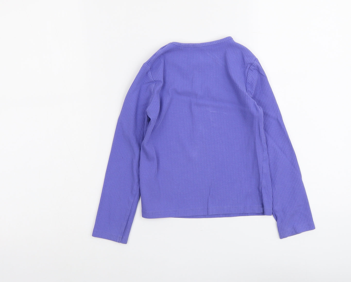 NEXT Girls Purple Cotton Basic T-Shirt Size 5-6 Years Round Neck Pullover