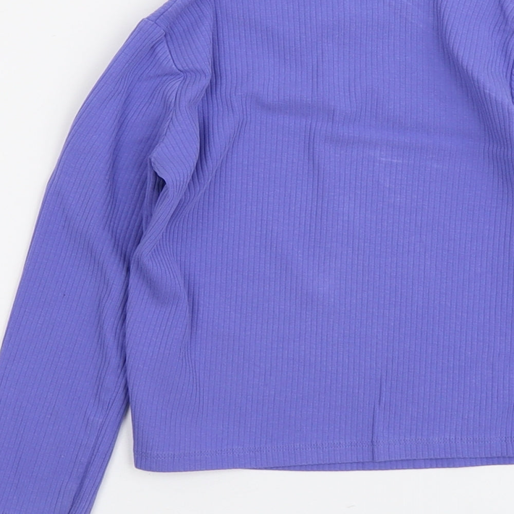 NEXT Girls Purple Cotton Basic T-Shirt Size 5-6 Years Round Neck Pullover