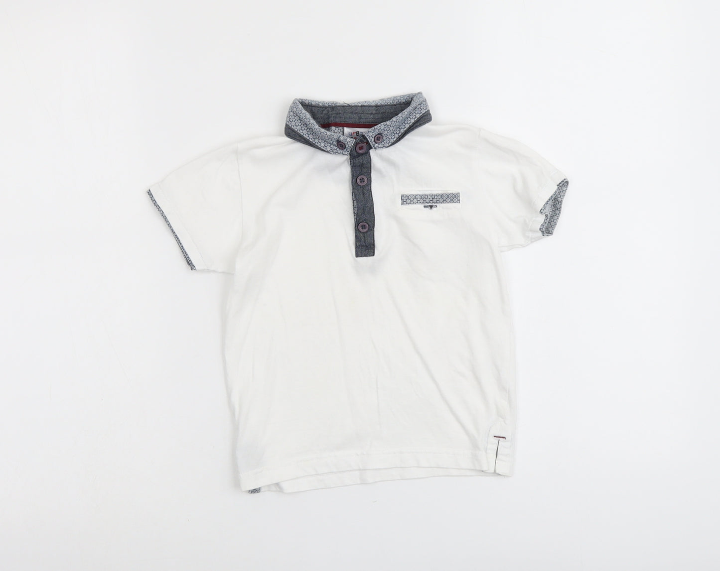 Urban Boys White Cotton Pullover Polo Size 4 Years Collared Button