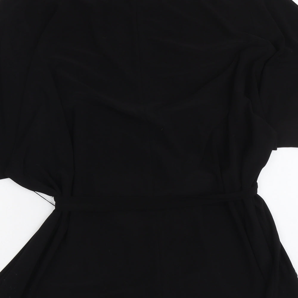 Classic Womens Black Animal Print Polyester Basic Blouse Size 14 Boat Neck - Snake Print