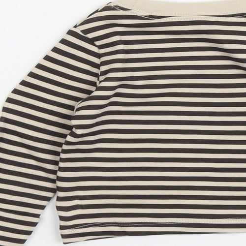 George Boys Beige Striped Cotton Basic T-Shirt Size 3-6 Months Round Neck Pullover