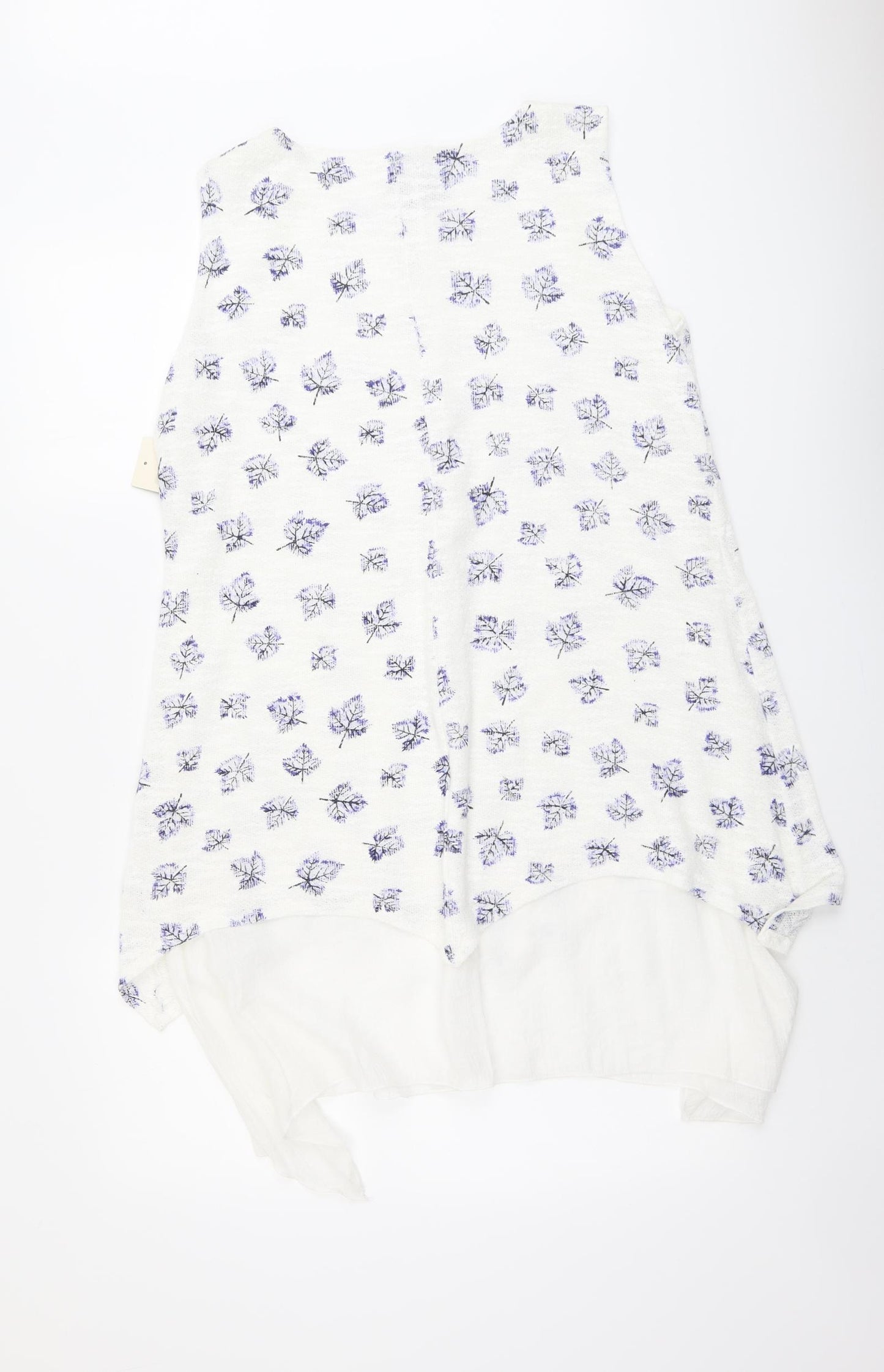 Saloos Womens White Geometric Polyester A-Line Size 14 Round Neck Pullover - Leaf Print