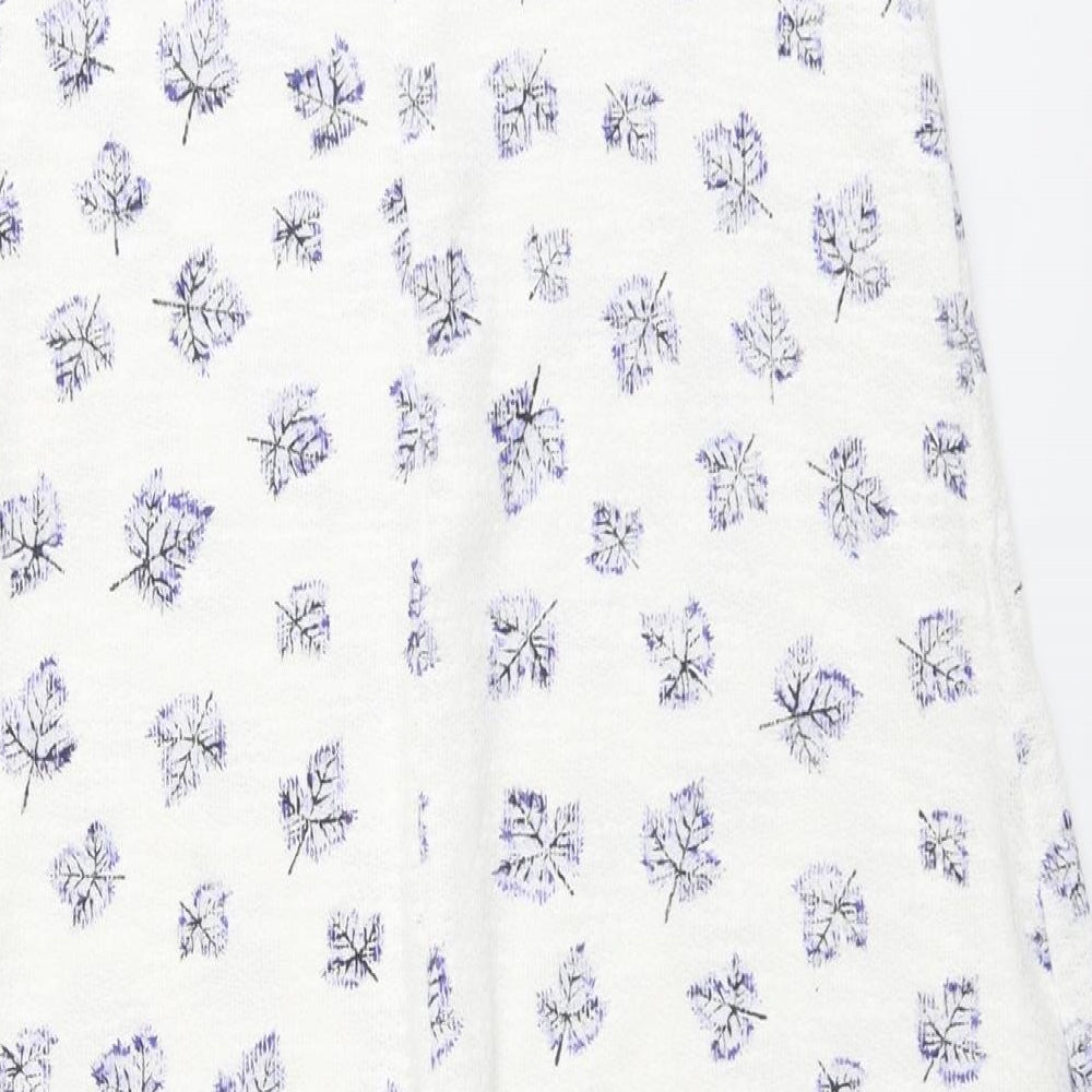 Saloos Womens White Geometric Polyester A-Line Size 14 Round Neck Pullover - Leaf Print