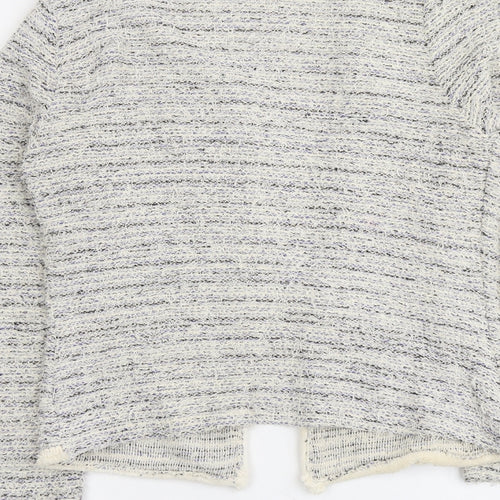 Papaya Womens Blue V-Neck Geometric Cotton Cardigan Jumper Size 10
