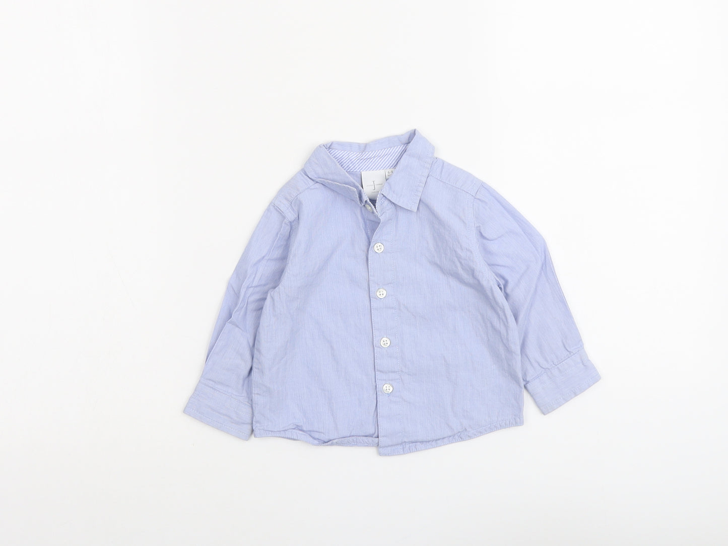 Jasper Conran Boys Blue Cotton Basic Button-Up Size 6-9 Months Collared Button