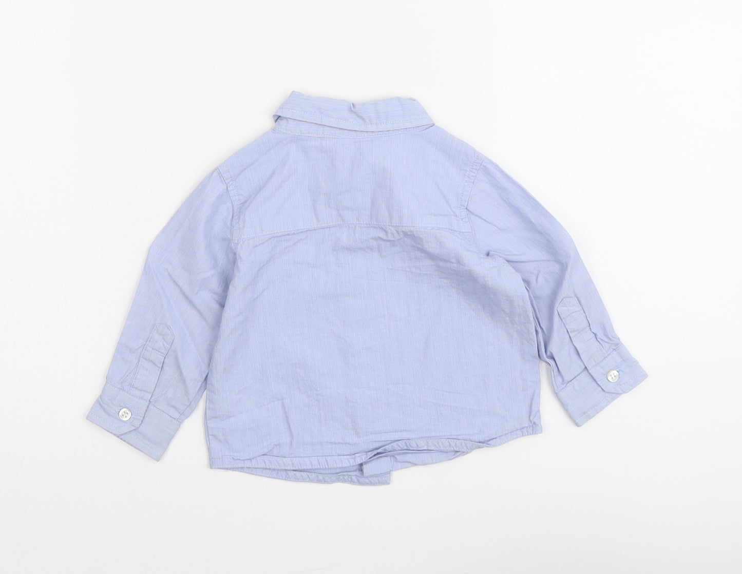 Jasper Conran Boys Blue Cotton Basic Button-Up Size 6-9 Months Collared Button