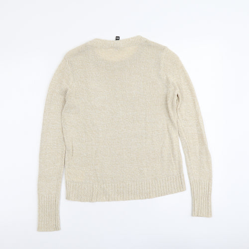 H&M Womens Beige Round Neck Acrylic Pullover Jumper Size XS