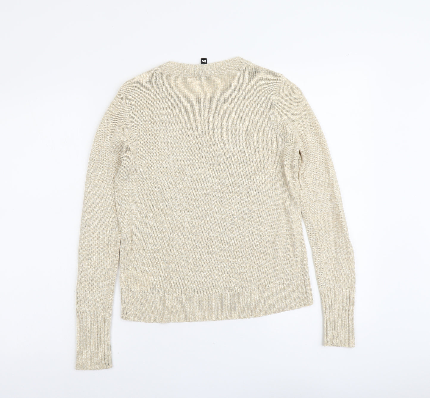 H&M Womens Beige Round Neck Acrylic Pullover Jumper Size XS